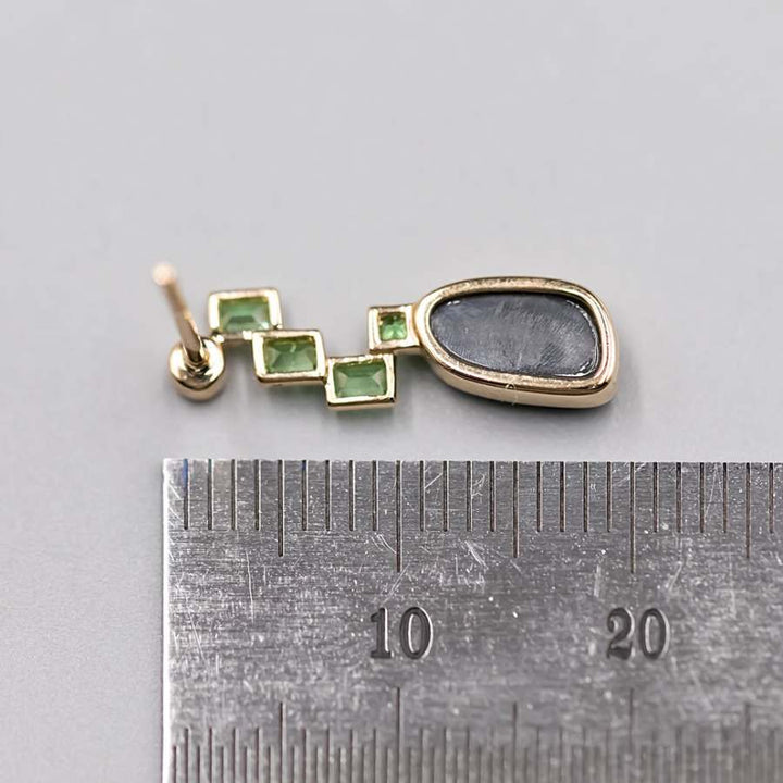 Elegant Black Opal Diamond Tsavorite Drop Earrings