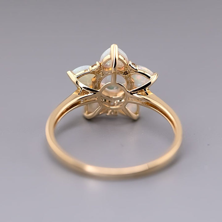 In My Heart - Fire Opal & Australian Opal Diamond Engagement Ring