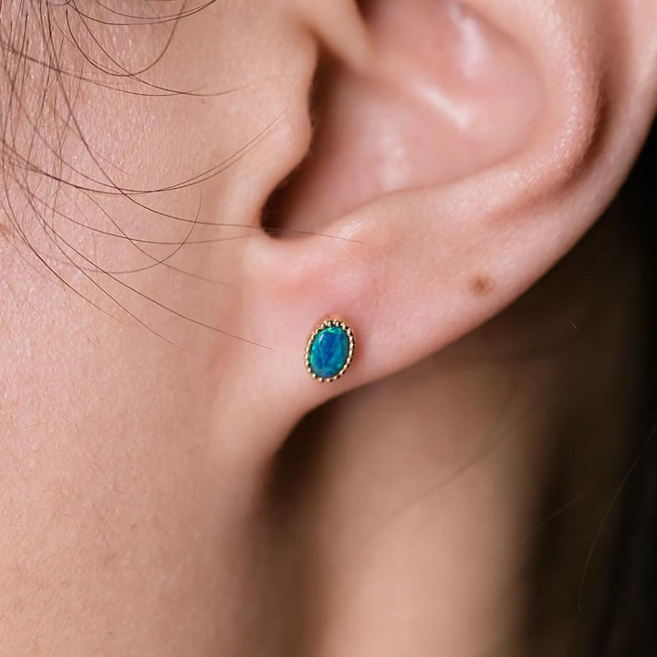 Minimalist Australian Doublet Opal Earrings