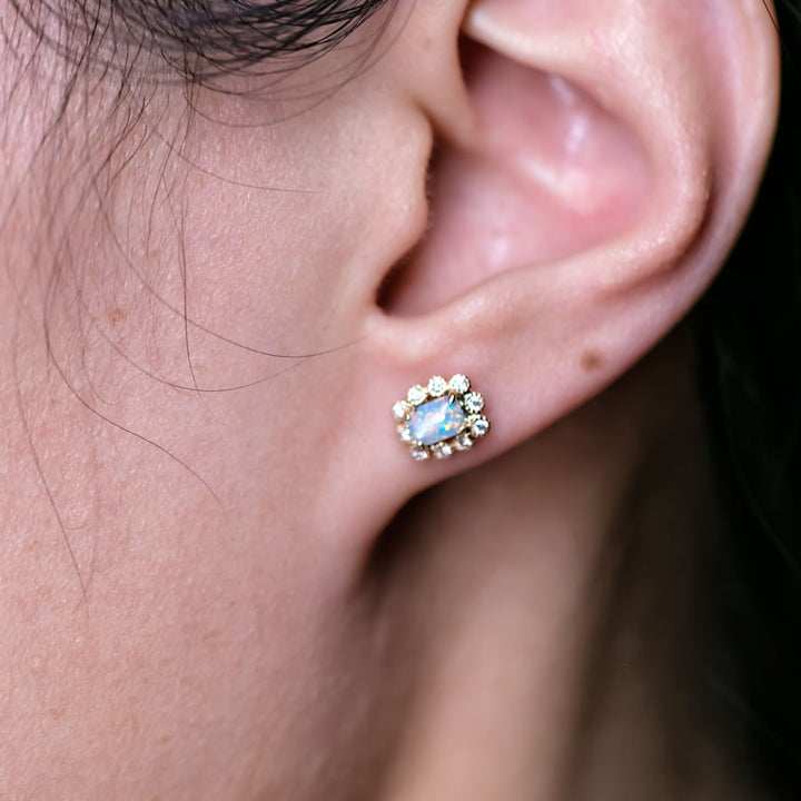 Black Opal Halo Diamond Earrings
