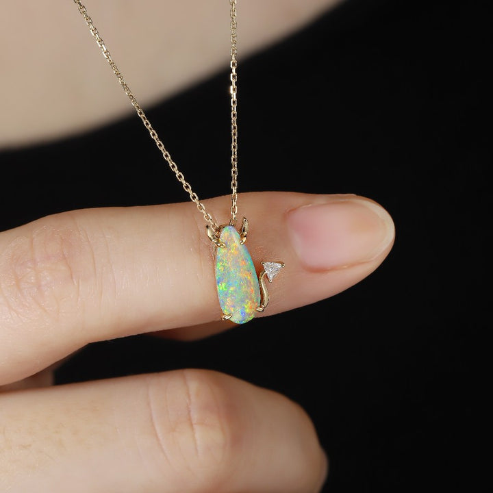 Little Devil - Semi-Black Opal Diamond Necklace