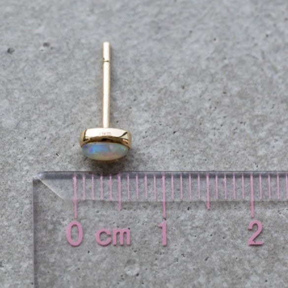 14K Yellow Gold Small Oval Australian Solid Opal Stud Earrings-6