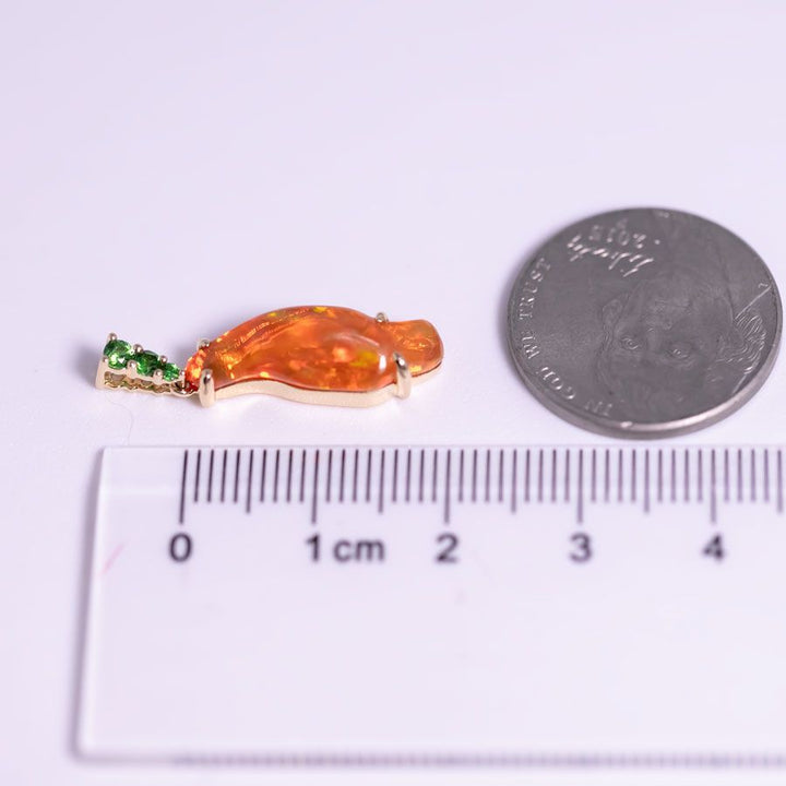 2.83 ct Mexican Fire Opal, Tsavorite Necklace 