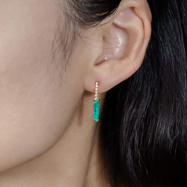 Colombian Emerald Diamond Drop Earrings