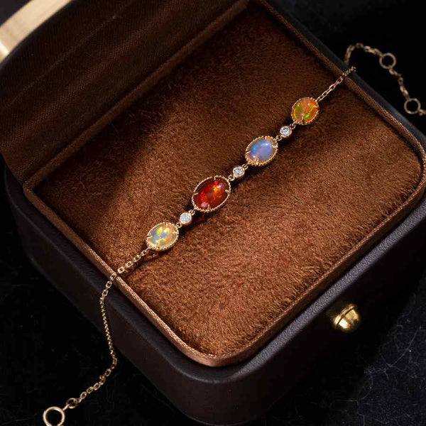Mexican Fire Opal Diamond Bracelet