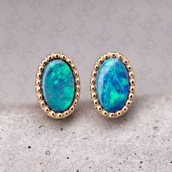 Minimalist Australian Doublet Opal Earrings