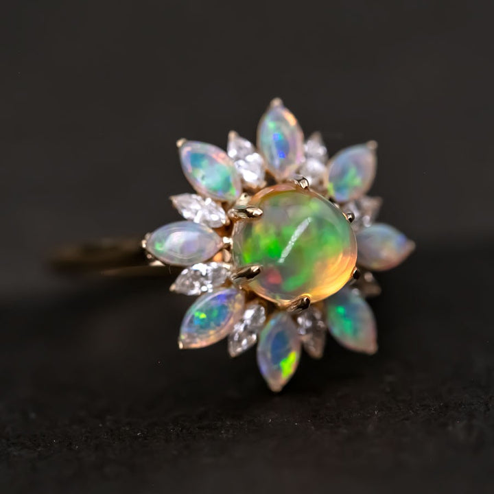 1.54ct Fire Opal Marquise Cut Diamond Engagement Ring