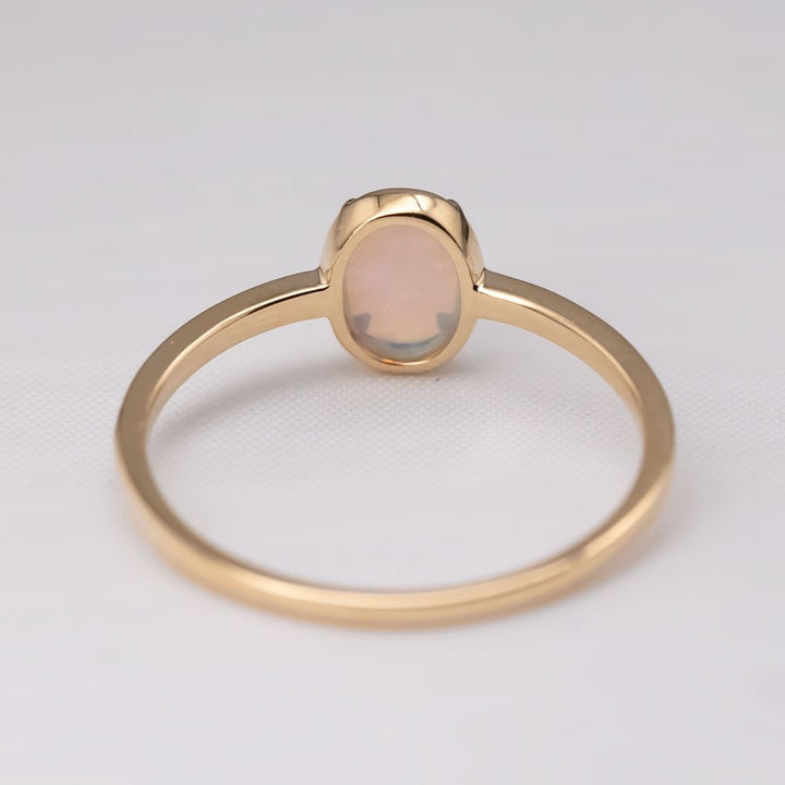 Minimal Oval Opal Ring Band