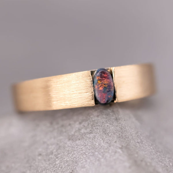 Satin Finish Black Opal Band