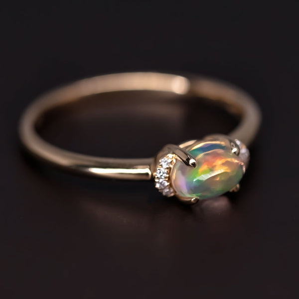 Minimalist Fire Opal Engagement Ring 