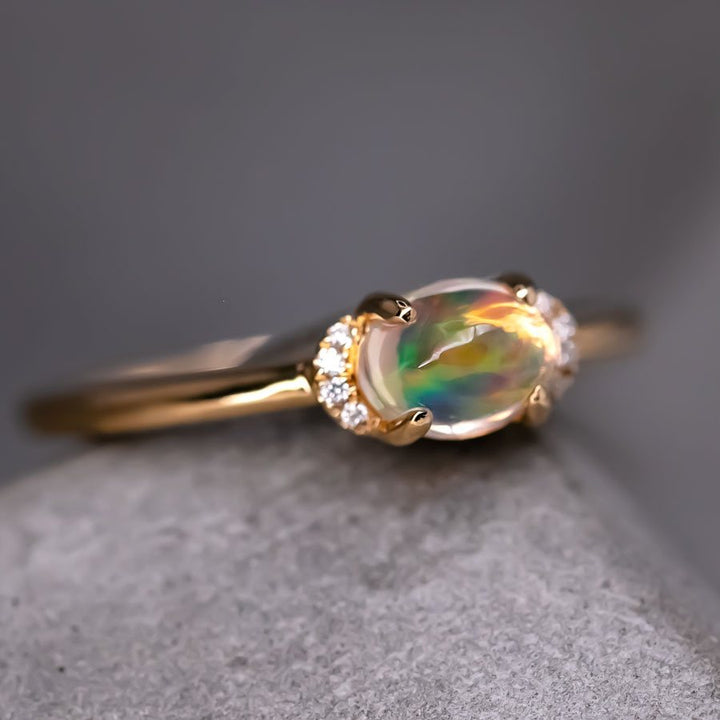 Minimalist Fire Opal Engagement Ring