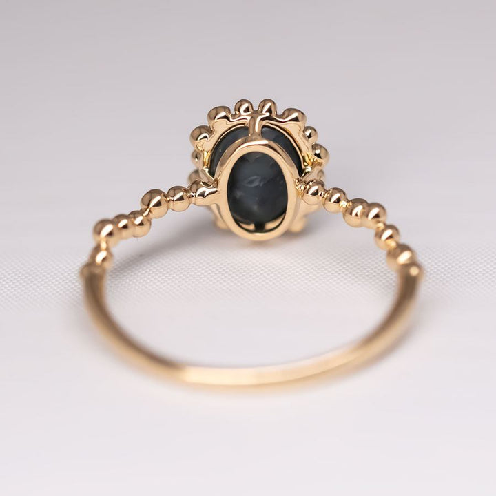 Bubble Tea Design Black Opal Diamond Engagement Ring