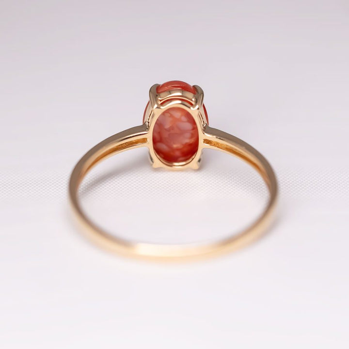 Unique Pattern Egg Fire Opal Engagement Ring