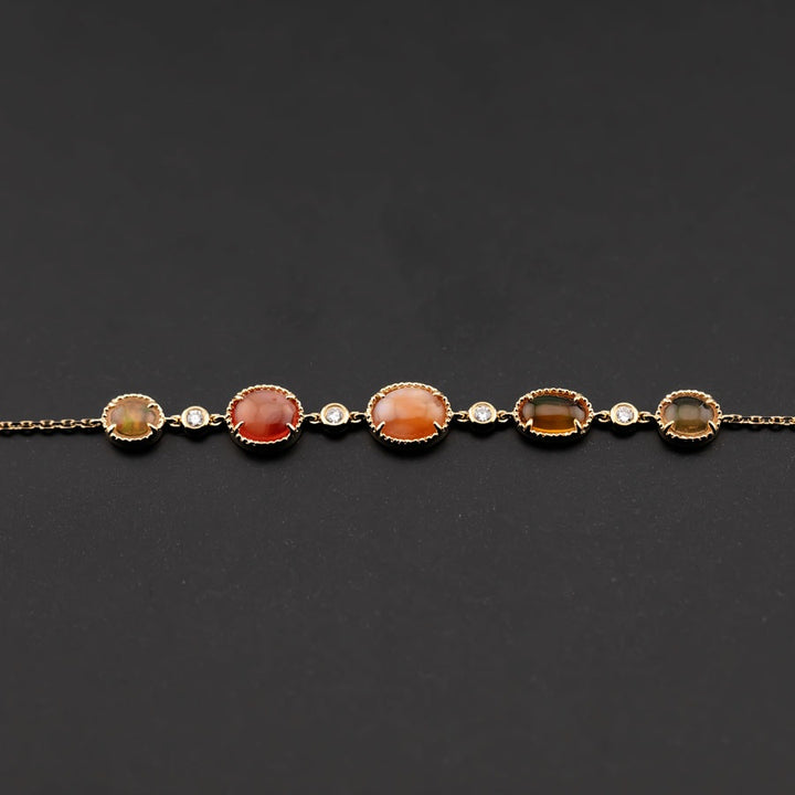 Fire Opal Diamond Bracelet