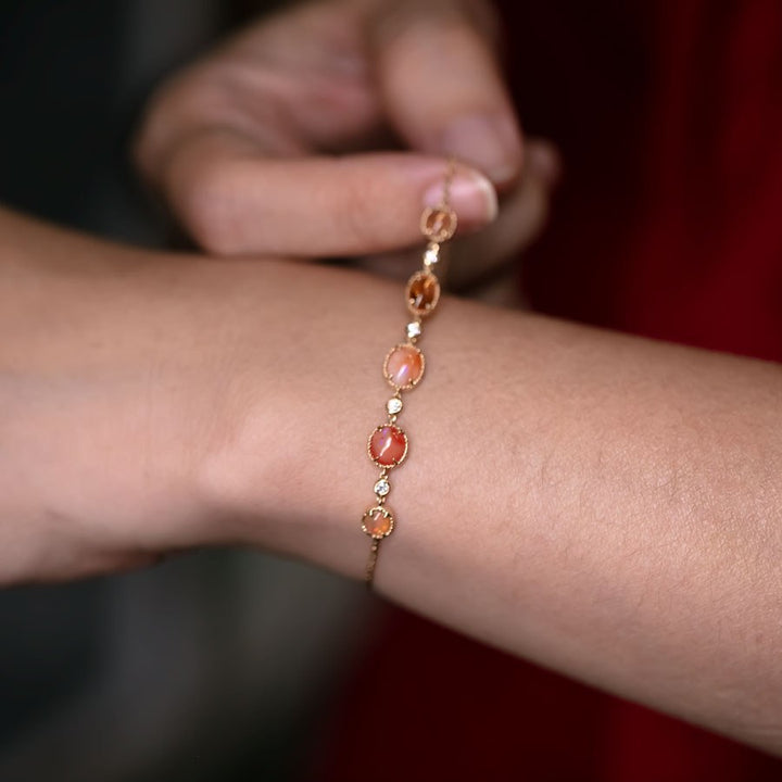 Fire Opal Diamond Bracelet