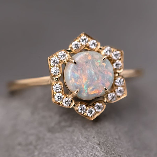 In My Heart - Boulder Opal Diamond Engagement Ring