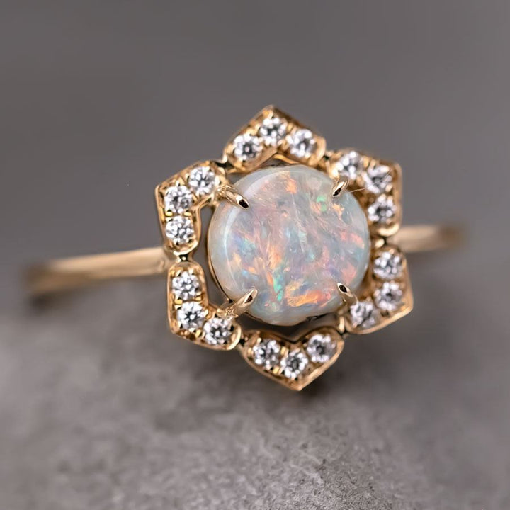 In My Heart - Boulder Opal Diamond Engagement Ring