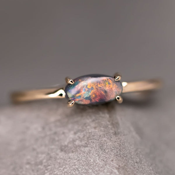 Black Opal Engagement Wedding Band