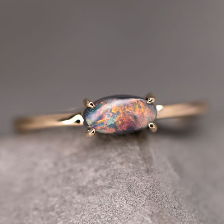 Black Opal Engagement Wedding Band