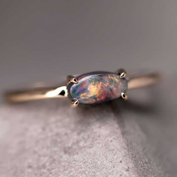 Black Opal Engagement Wedding Band