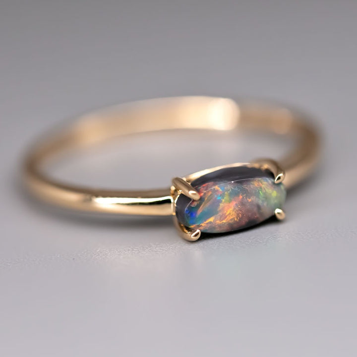 Black Opal Engagement Wedding Band