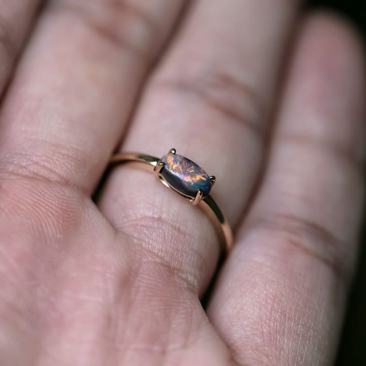 Black Opal Engagement Wedding Band