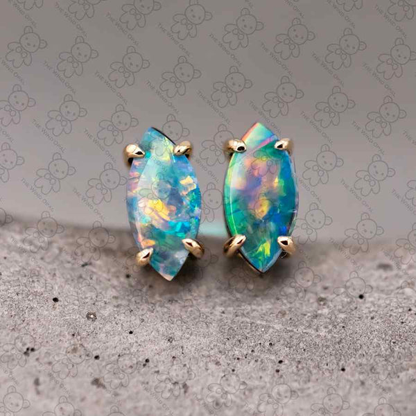 Marquise-Cut Doublet Opal Stud Earrings