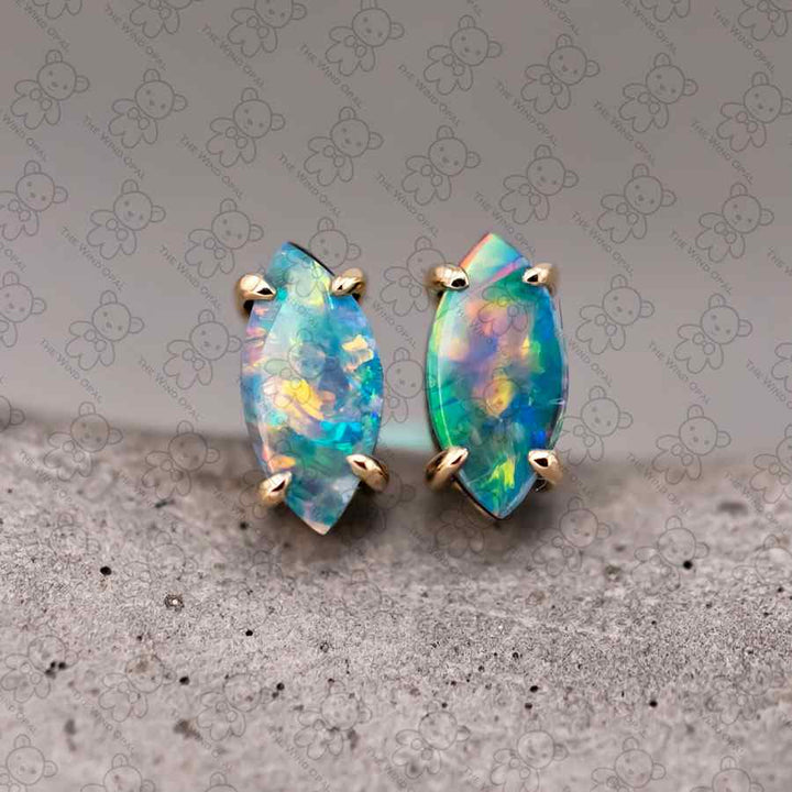 Marquise-Cut Doublet Opal Stud Earrings