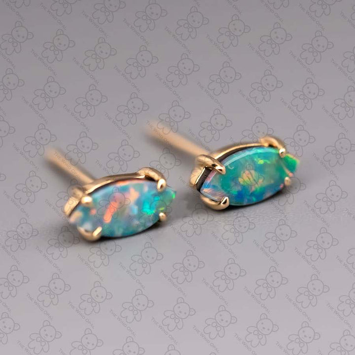 Marquise-Cut Doublet Opal Stud Earrings