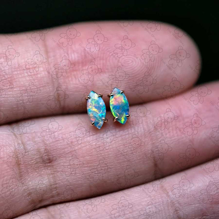 Marquise-Cut Doublet Opal Stud Earrings