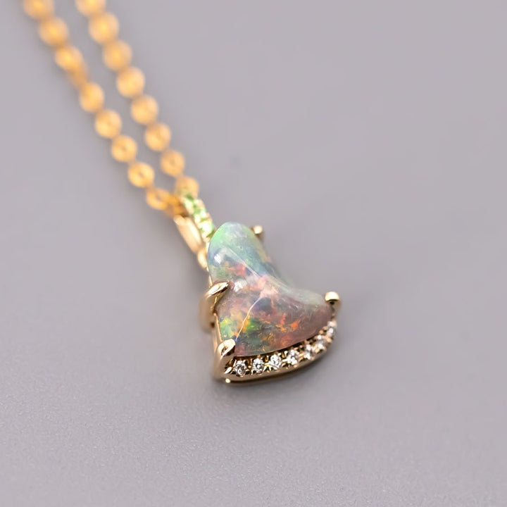 Rainbow Color Black Opal Diamond Necklace