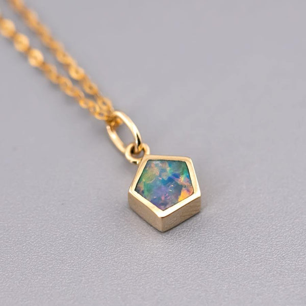 Minimalist Pentagon Opal Necklace