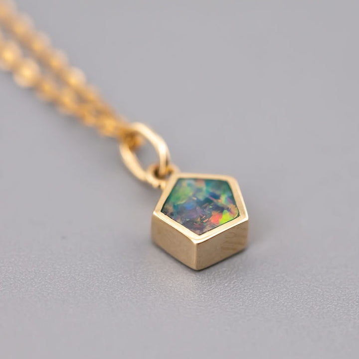 Minimalist Pentagon Opal Necklace