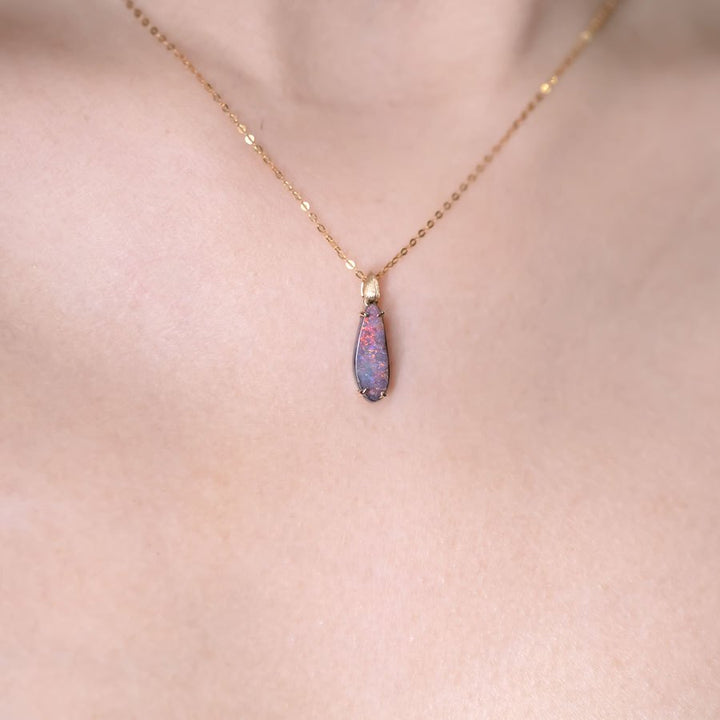 Minimalist Boulder Opal Necklace