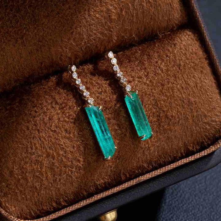 Colombian Emerald Diamond Drop Earrings