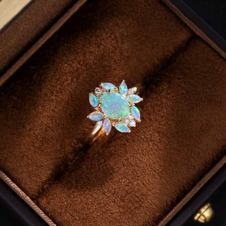 Unique Design Black Opal Diamond Ring