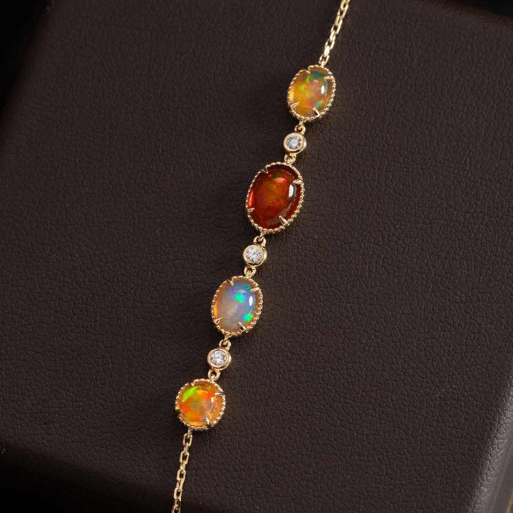 Mexican Fire Opal Diamond Bracelet