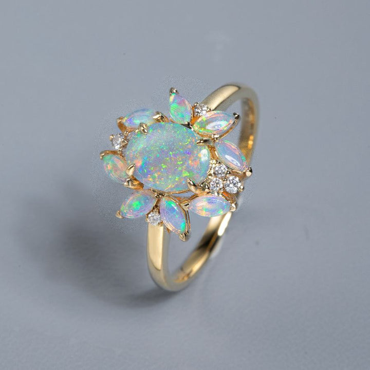 Unique Design Black Opal Diamond Ring