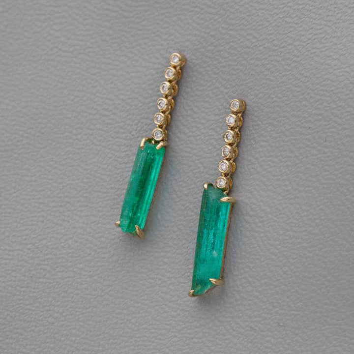 Colombian Emerald Diamond Drop Earrings