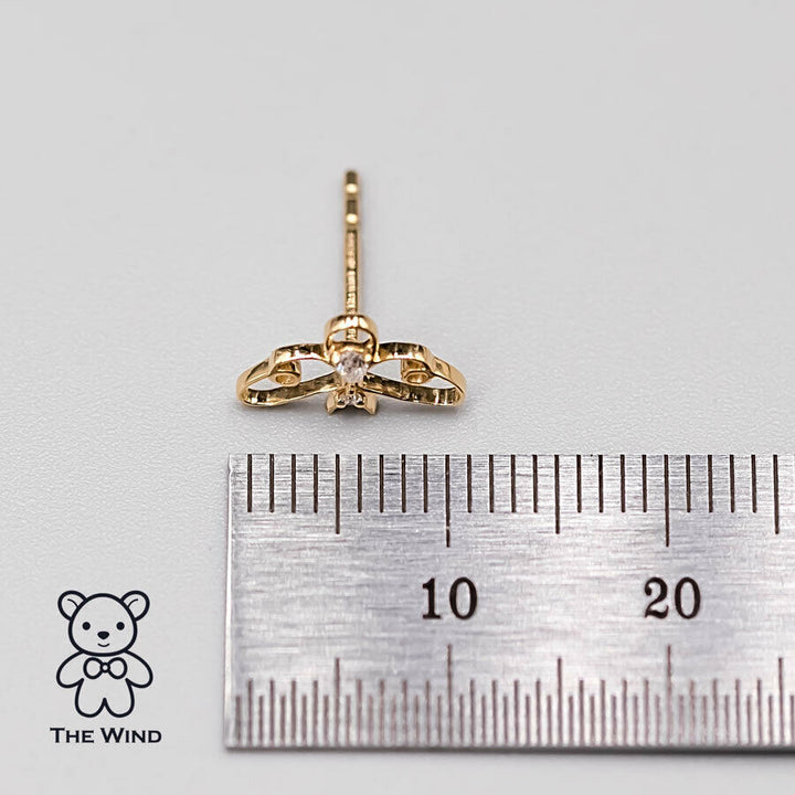 Adorable Bee Diamond Stud Earrings 18K Yellow Gold Stylish Earrings-4
