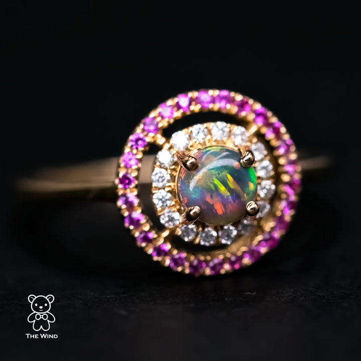 Australian Black Opal Diamond Engagement Ring-1