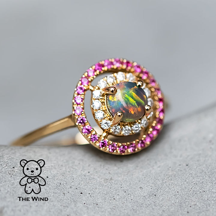 Australian Black Opal Diamond Engagement Ring-2