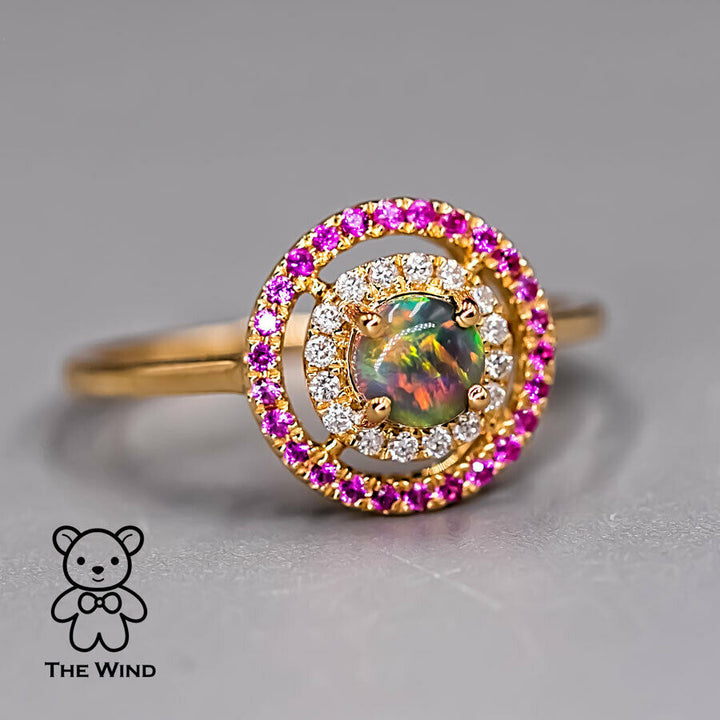 Australian Black Opal Diamond Engagement Ring-3