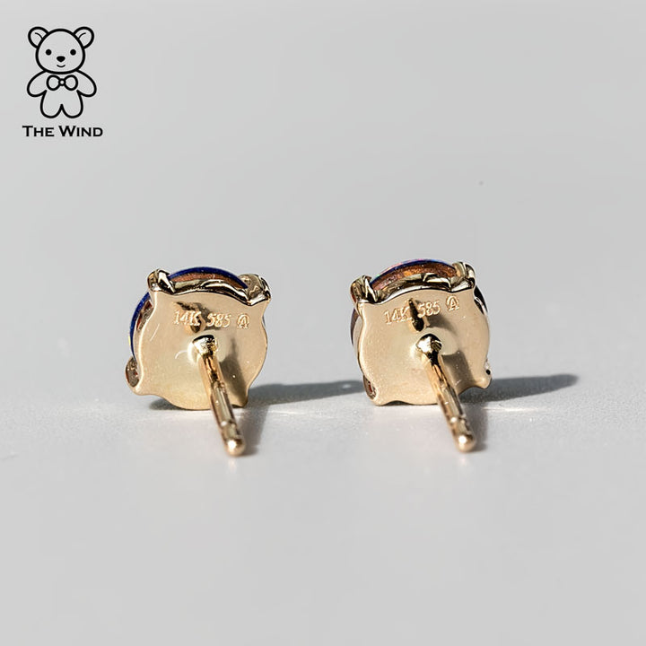 Australian Doublet Opal Round Stud Earrings-5