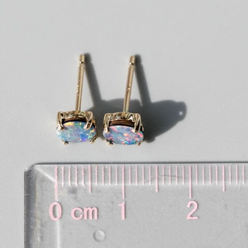 Australian Doublet Opal Round Stud Earrings-6