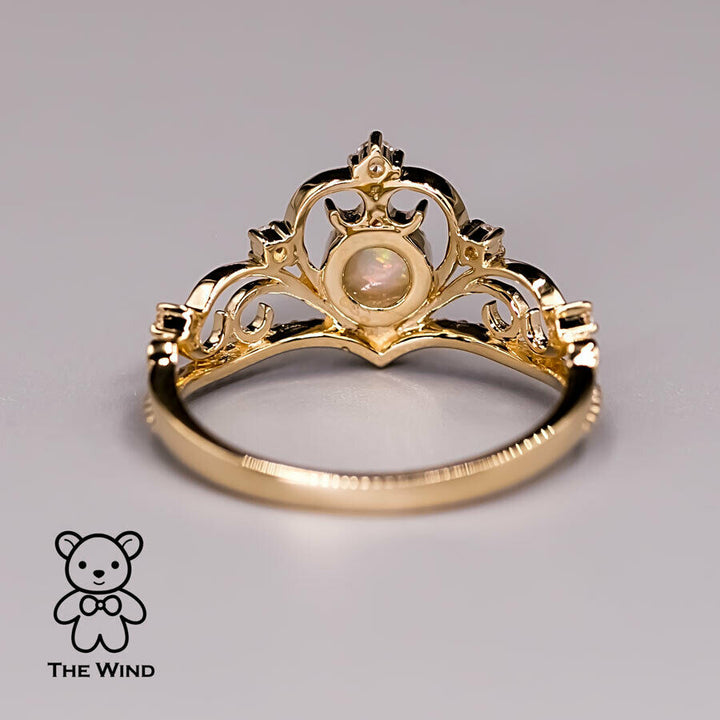 Australian Solid Opal & Diamond Engagement Ring-4