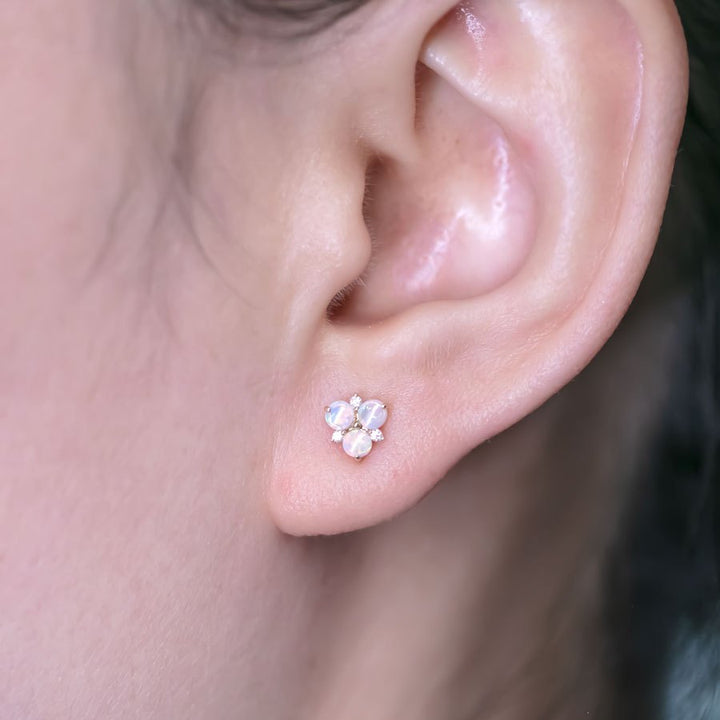 Australian Opal Diamond Trio Stud Earrings