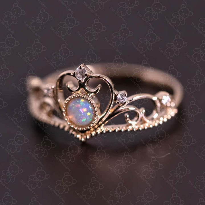 Australian Solid Opal & Diamond Engagement Ring