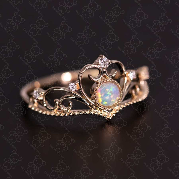 Australian Solid Opal & Diamond Engagement Ring 