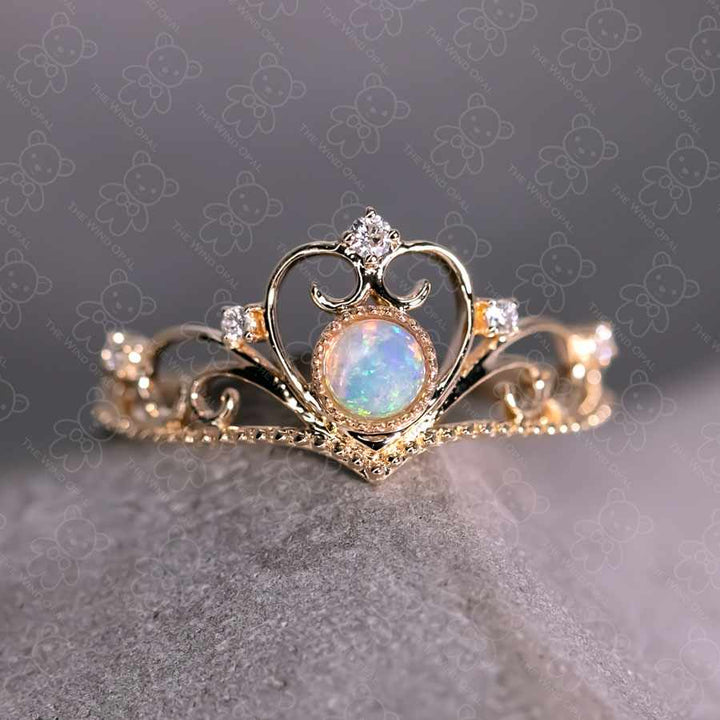 Australian Solid Opal & Diamond Engagement Ring